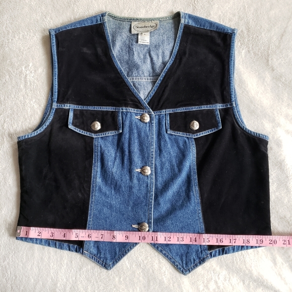 Vintage Stonebridge Black Velvet Denim Vest a Levi's Brand - Picture 6 of 15